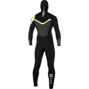 2019 Mystic Legend Hooded 5/3mm Chest Zip Wetsuit BLACK / LIME 180000